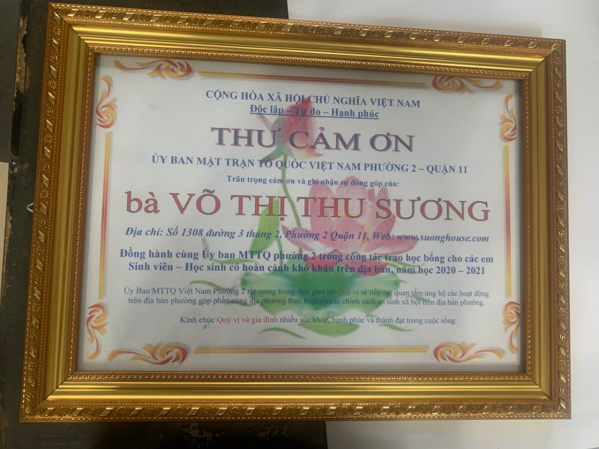 Sương's House cùng Ba Lô Túi Xách đồng hành khuyến học khuyến tài tại Lễ trao học bổng phường 2, quận 11, TPHCM