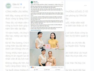 Fanpage Dân Trí dẫn tin: Cống hiến lâu năm, người lao động ở TPHCM được thưởng sổ đỏ, ô tô