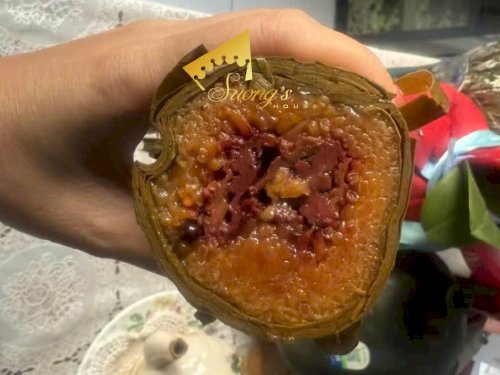 Bánh Tét nhân mỡ và chuối nhà quê nấu củi đủ lửa siêu mền, dẻo, ngon, đòn 900gram - SH234