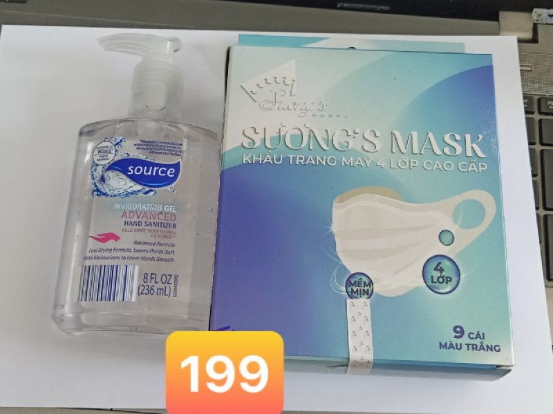 Sản phẩm phòng dịch CoVid 19: Nước rửa tay khô Source Advance Hand Sanitizer 236 ml hàng mỹ + Khẩu trang Suong's Mask -SH99